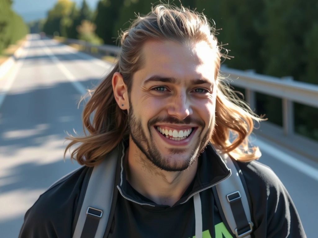 Person mit strahlendem Gesicht voller Energie